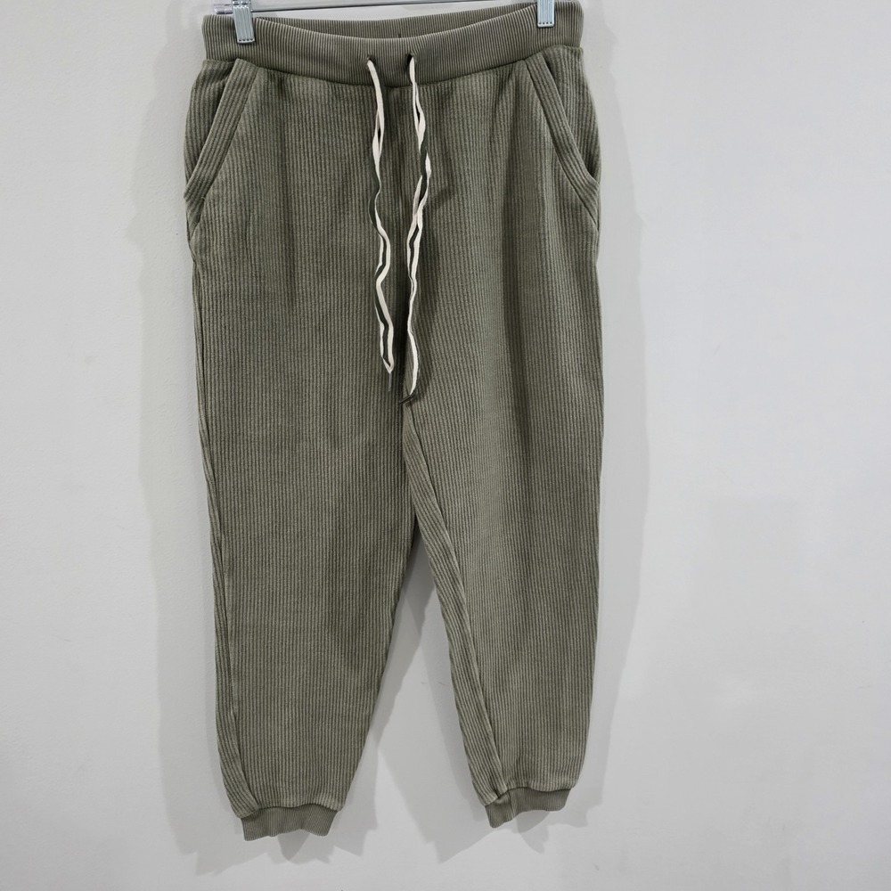Aerie Ribbed Womens Joggers Sweatpants Size‎ Medium Forest Green Minimalist Cozy